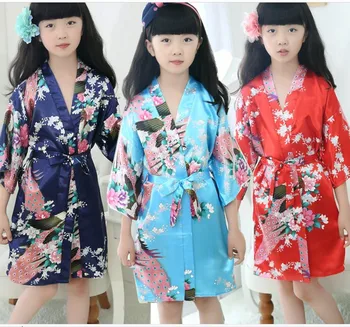 

2019 new children yukata obi vintage japanese gril's kimono kid yukata haori dress traditional kimono geisha kimono costume