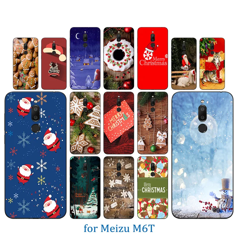 5.7 inch For Meizu M6T Case Transparent Soft Silicone Back Matte Cover Tpu Fundas Merry X'MAS Pattern |