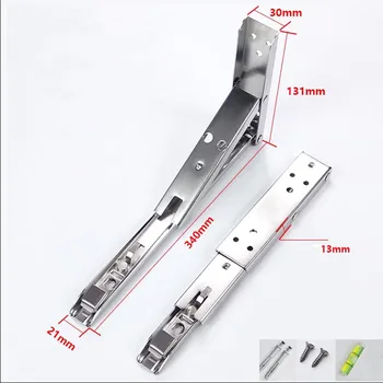 

2PCS 14 Inch 90 Degree Triangle Stainless Steel Shelf Wall Mounted Adjustable Metal Folding Table Bracket