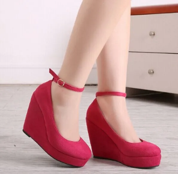 candy color high heels wedge pumps 