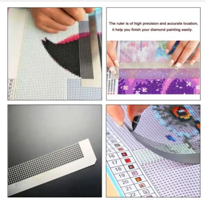 2 Piezas de Regla de Pintura de Diamante,Regla de Pintura de Diamante para Taladros,Acero Inoxidable para Pintura de Diamante y 2 Herramientas de Fijaci/ón de Pintura de Diamante,para DIY Decoraci/ón