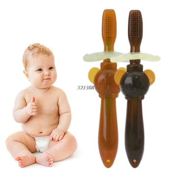 

Infants Soft Safe Silicone Teether Chewable Bendable Training Toothbrush