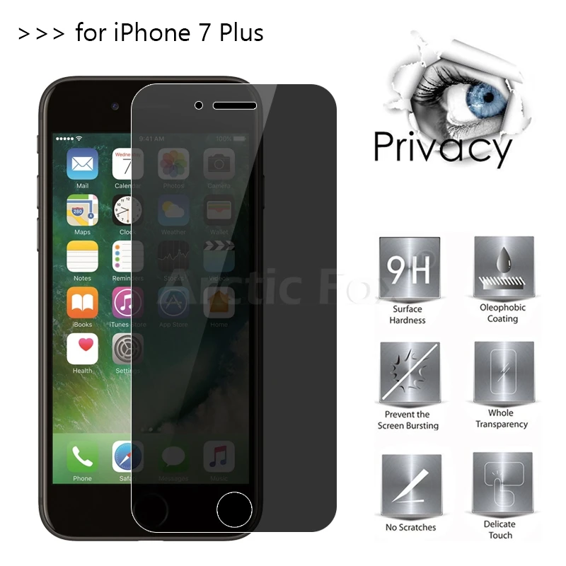 For iPhone 7 Plus Top Quality 2.5D Arc Edge Anti Spy Privacy Tempered