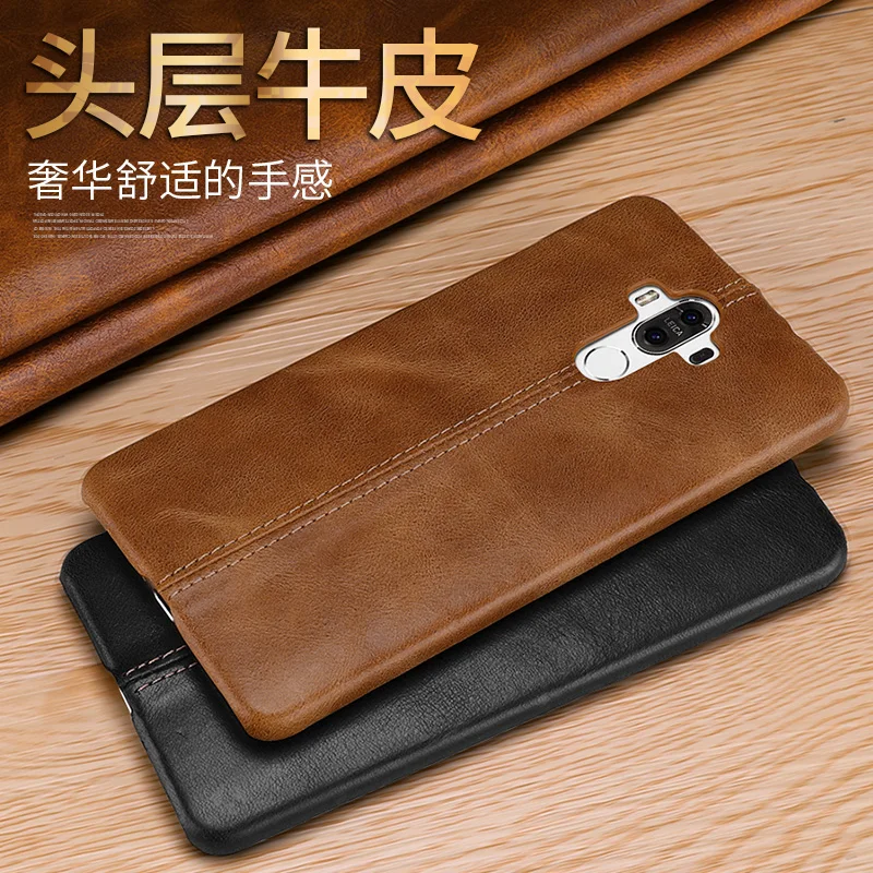 

Real Cow Leather Vintage Pattern Back Cover for Huawei P10 P20 P10 plus Mate 9 10 mate 9 pro Mate RS Mate 10 Porsche Version