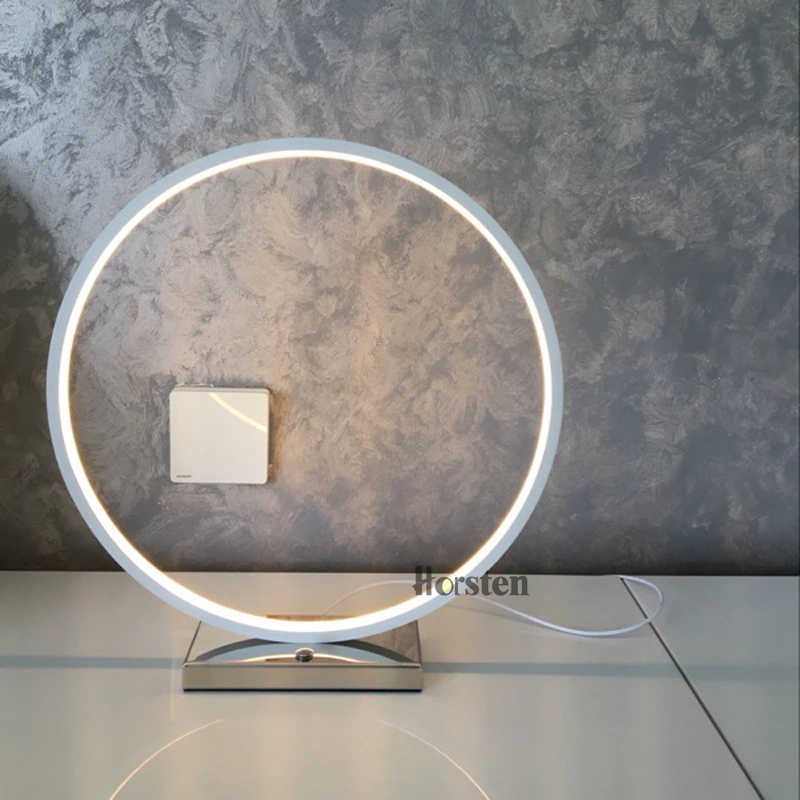 Horsten Nordic Creative Art Decortaion Dimmable LED Table Lamp Minimalism Modern Round Desk Table Light Bedside Lamp Gift (8)