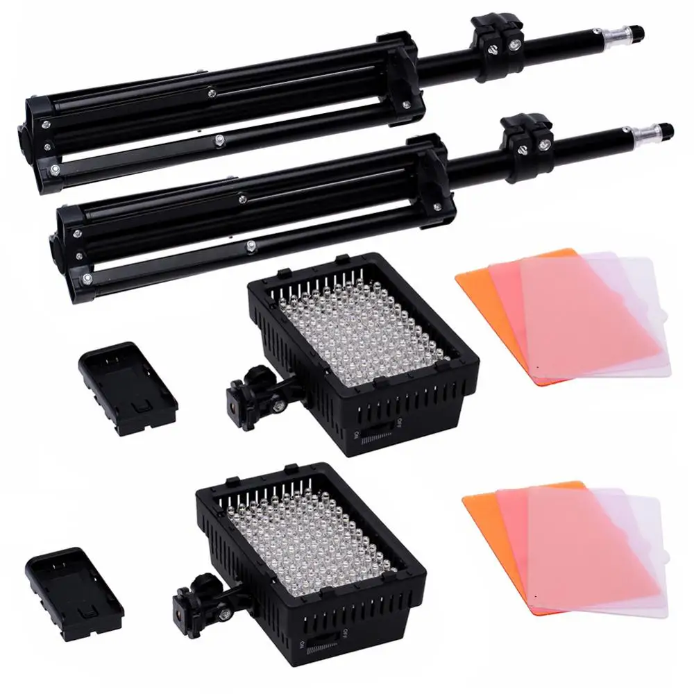 

Neewer 2-Pack 126 LED Video Light Dimmable LED Panel with 32-inch Light Stand - On Camera/Camcorder Video Light Kit for Canon
