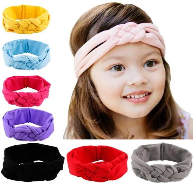 Child girl hairband cross braided Elastic Cotton Kids Girls Elastic