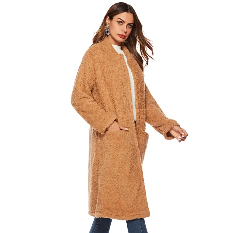 High Quality Elegant Long Faux Fur Coat Women 2018 New Autumn Winter