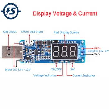 

DC-DC 5V to 3.5V 5V 12V USB Step UP / Down Power Supply Module Adjustable Boost Buck Converter Out DC 1.2V-24V