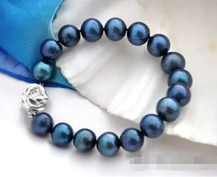 

Free Shipping >> new hot Attractive 8"11mm round black fresh water pearl bracelet