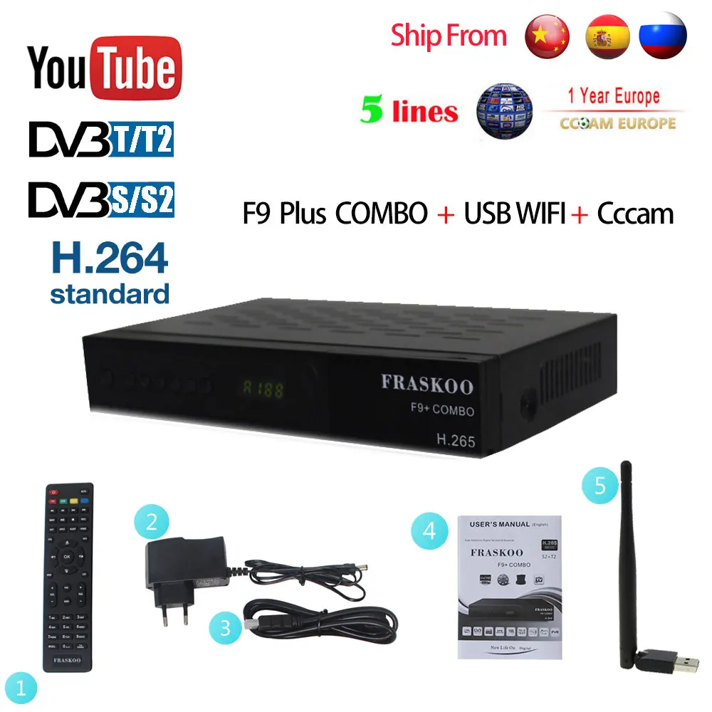 

Satxtrem F9 Plus DVB S2 DVB T2 TV Tuner H.265 1080P Digital Terrestrial Satellite Receiver Decoder With One Year Ccam Cline
