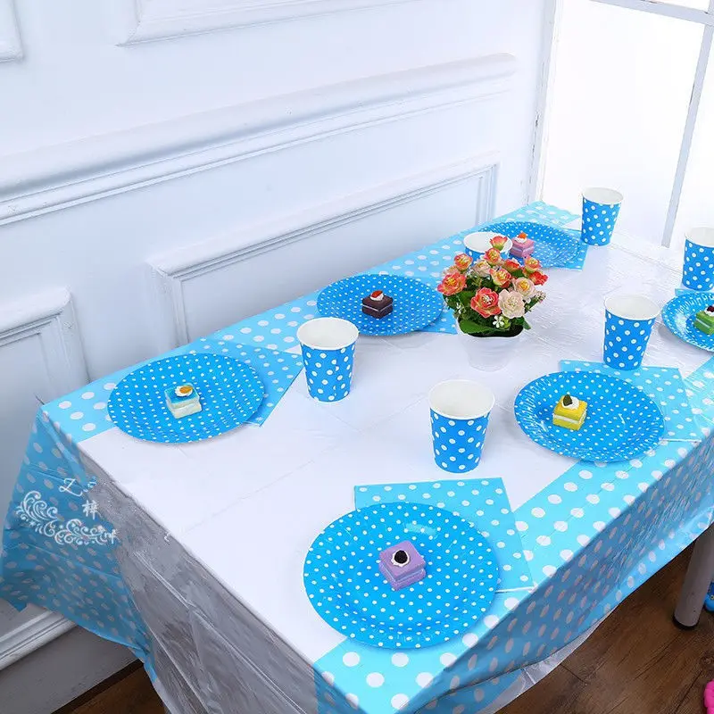 

108x180cm Polka Dot Plastic Disposable Tablecloth Banquet tablecover Birthday Party Supplies