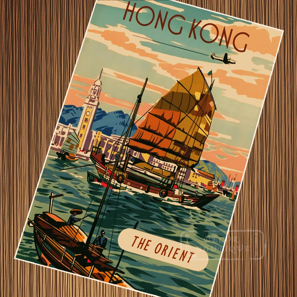 Vintage Qantas Hong Kong Dragon Airline Poster Print A3//A4