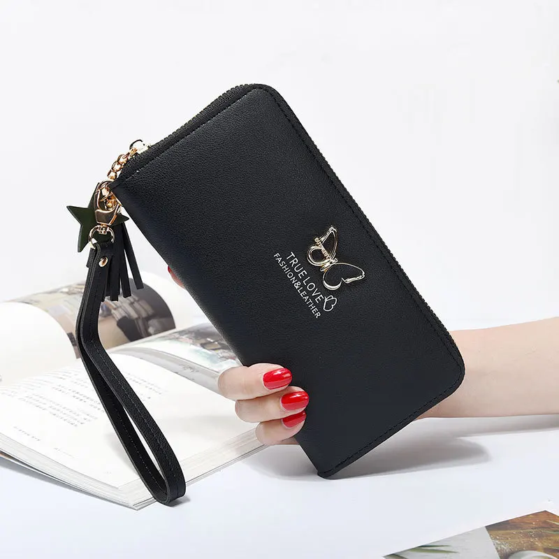 

2019 New Long Women Wallet Butterfly Hollowed Best Wallet Female Case Phone Pocket Pouch Handbag Women's Purse Carteira Femme