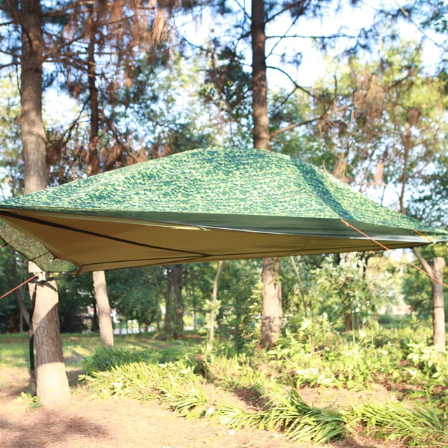 Cheap Newest product luxury waterproof double layer camping tent tree tent hammock  300cm*300cm*90cm Camo color 2 person
