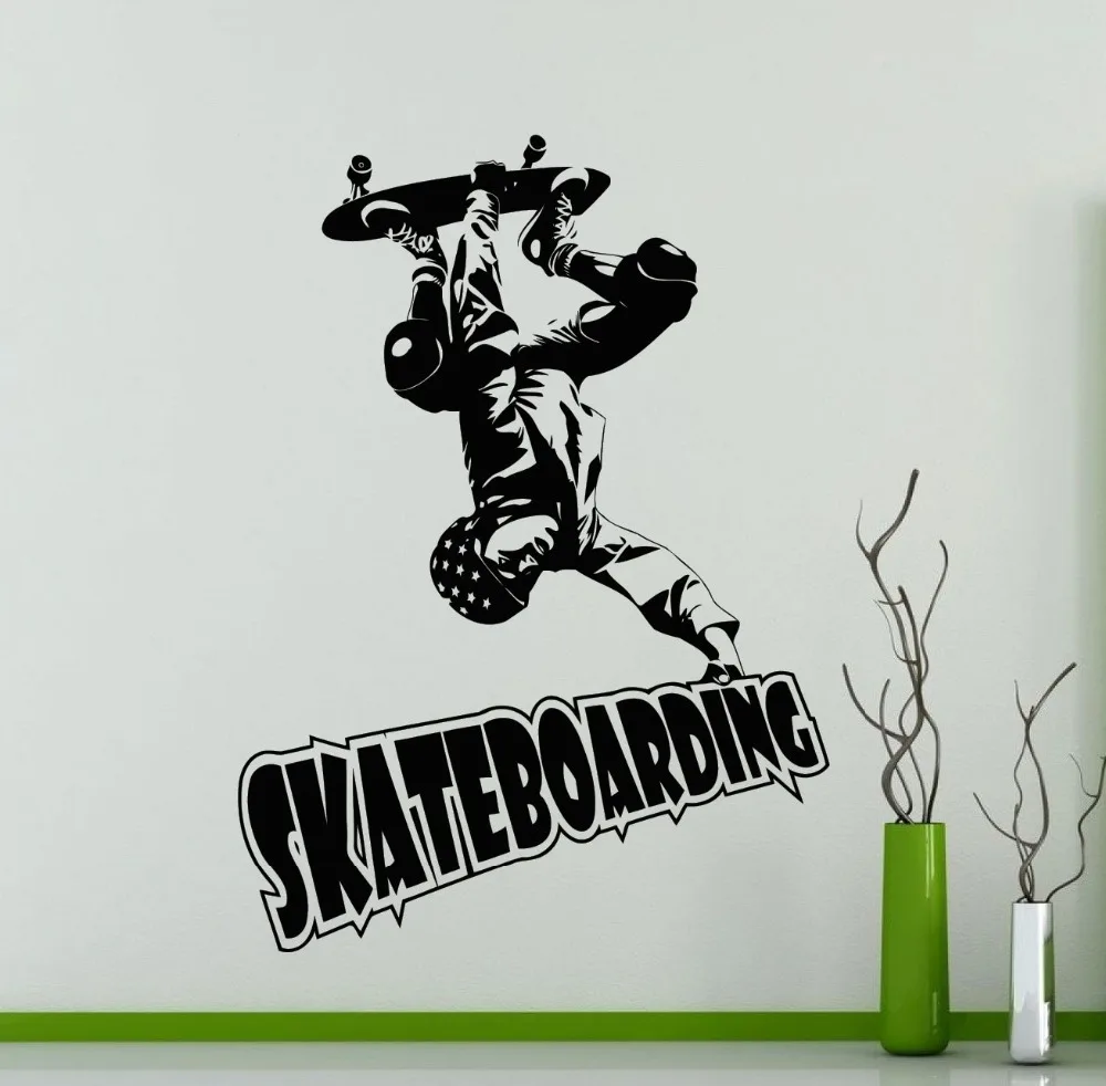 

Sports Skateboarding Skater Wall Sticker Extreme Sports Vinyl Decal Home Decor Teenboys Bedroom Wall Poster Art Mural NY-178