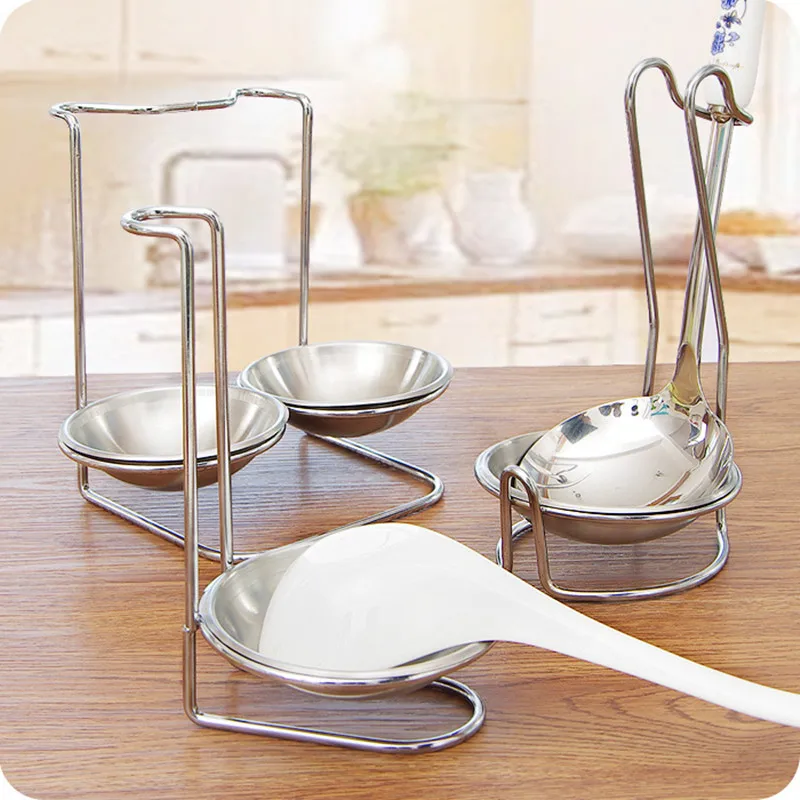 

Unique Design Vertical Pan Rack Cover Rest Stand drainer shelf , Stainless Steel Spoon Holder for Kitchen Home Applicance