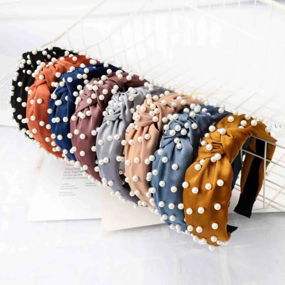 

Fashion Pearl Hair Accessories Adlut High Elastic Hair Band Headband For Girls Hairband Wholesale Hair Hoop Turban