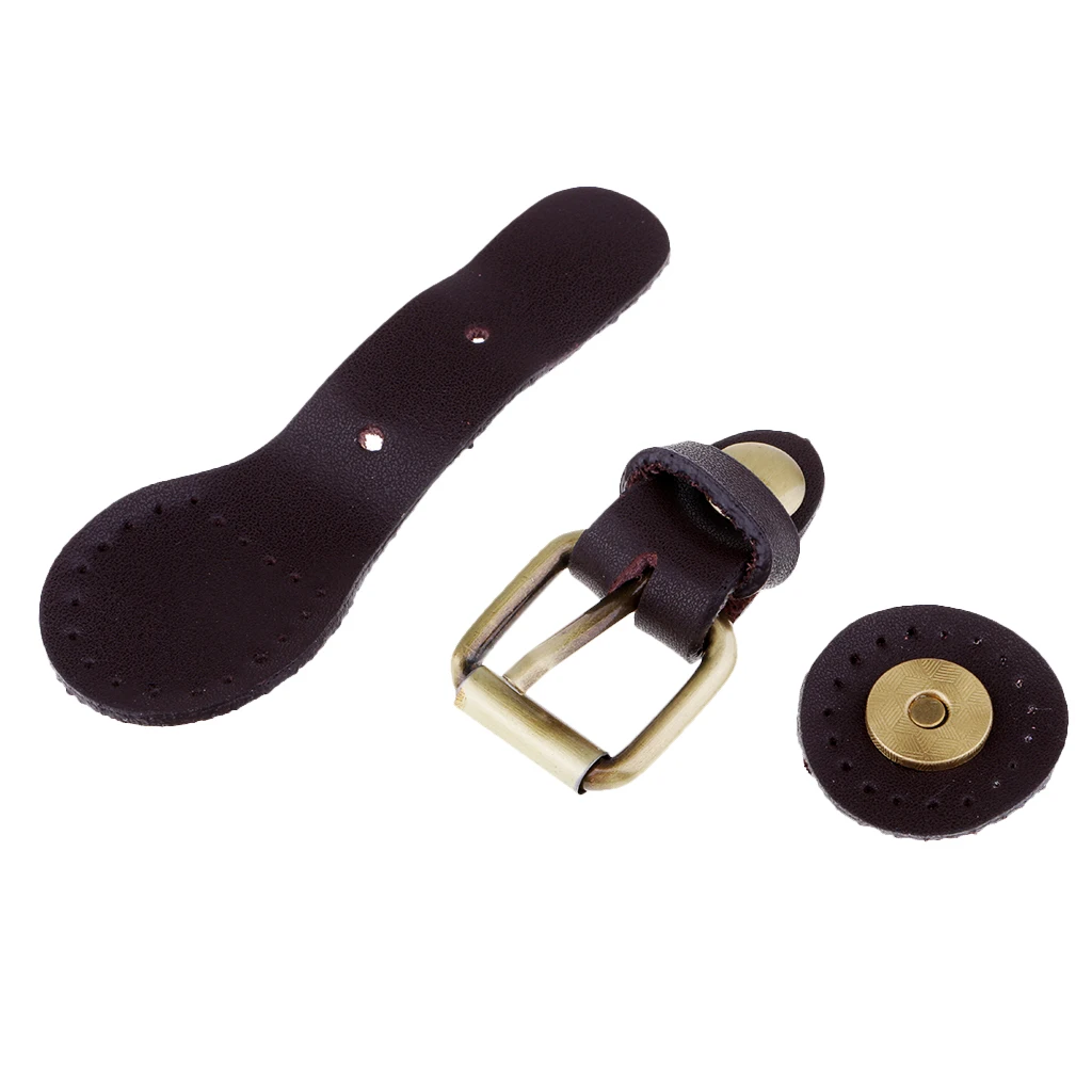 Retro Sew on Leather Magnetic Snap Buckles Closure DIY Bag Handbag Replacement 9.5x2cm