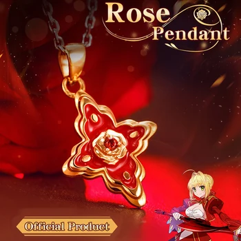 

Fate/EXTRA Last Encore FGO Nero Rose Flower Pendant Necklace S925 Sterling Sliver Jewelry For Women Sweater Necklace Girls Gifts