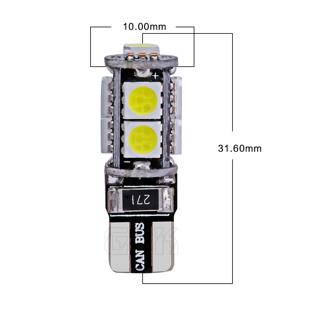 Автомобильные светодиодные лампы Canbus w5w T10 9led W5W 194 t10 9SMD 5050 50 шт./лот 2 DIN бесплатная