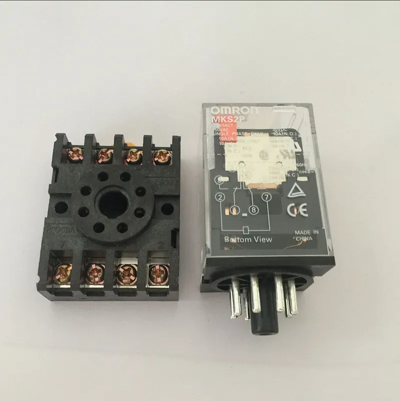 

1 set MKS2P DC 220V Power Relay 8-Pin 2NO 2NC 10A 250VAC DPDT With Base