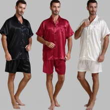 Mens Silk Satin Pajamas Pajama Pyjamas Short Set Sleepwear Loungewear U S S M L XL