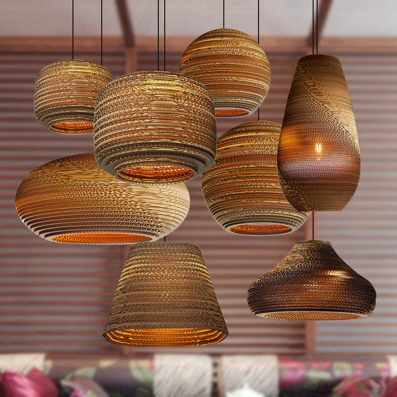 

Vintage Rural Paper Honeycomb Lamp Bra Pendant Lights Lampshade Paper Lanterns For Home and Bar creative design lamp Decoration