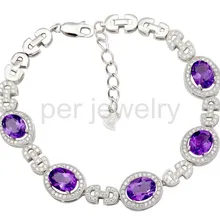 Натуральный браслет-цепочка с аметистом настоящий натуральный аметист Серебро 925 пробы 1.25CT* 5 шт драгоценный камень# BL1680216