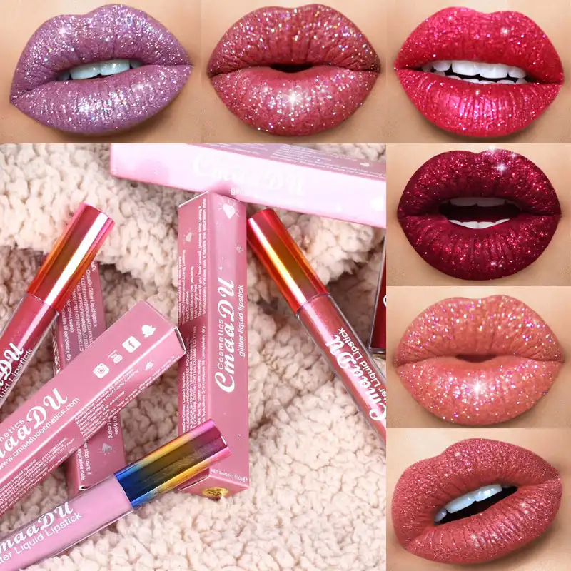 Glitter Lips Make Up Liquid Lipstick Waterproof Long Lasting Shimmer