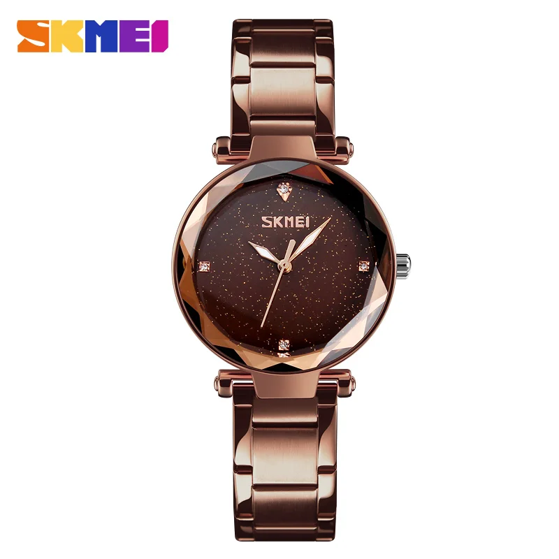 Часы женские лучший бренд роскошные женские часы женские кварцевые часы для наручные часы для девушек relogio feminino SKMEI montre femme - Цвет: Coffee Gold