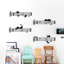 

Cute cartoon music cat Wall Sticker bedroom home decoration detachable vinyl wall sticker decor