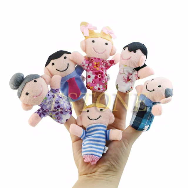 6PCS/1Set Kids Baby Family Finger Puppets Plush Cloth Doll Play Game Learn Story Toys-m15 1