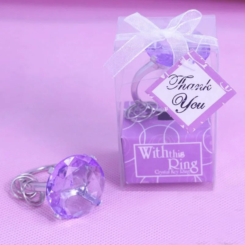 20 шт. оптом хрустальное кольцо брелок для ключей для детей на день рождения сувениры для малышей на свадьбу Bomboniere подарочные сувениры и подарок для гостей - Цвет: Фиолетовый