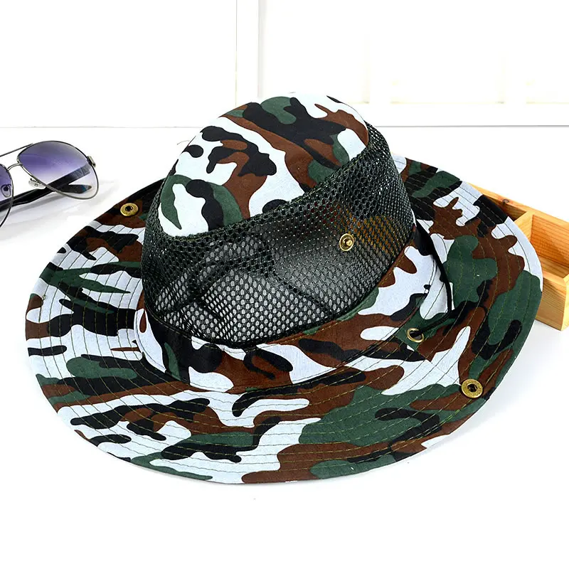 Мужчины Отдых На Природе Ведро Hat Широкими Полями Рыбалка Cap С MULTICAM ШЛЯПА АРМИИ