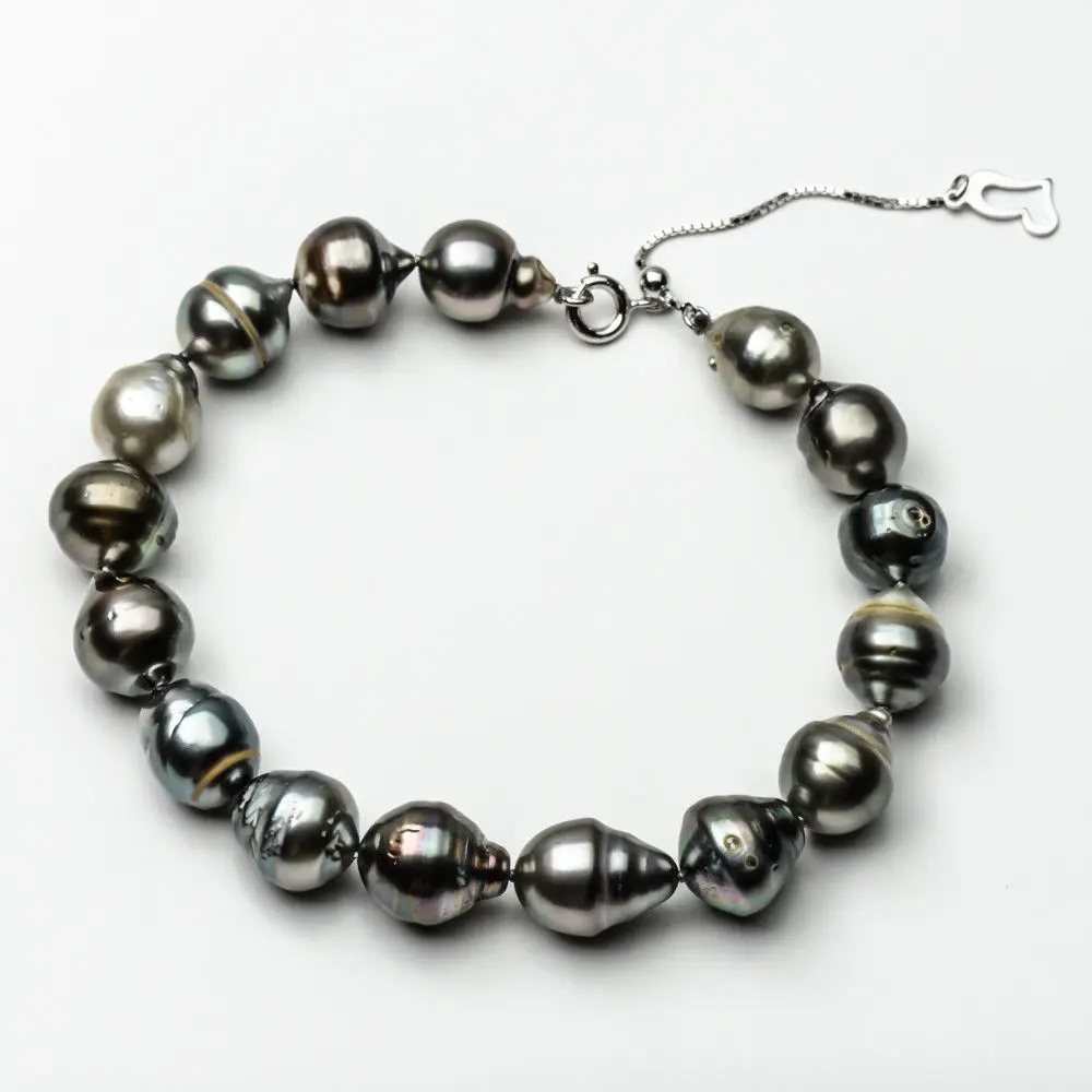

Baroque Tahitian Pearl Bracelet 925 Sterling Silver Adjustable Clasp 7.6-9.2"