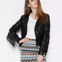 Женское пальто из искусственной кожи с бахромой и длинными рукавами на спине, осенне-зимняя модная куртка, пальто, Новое поступление