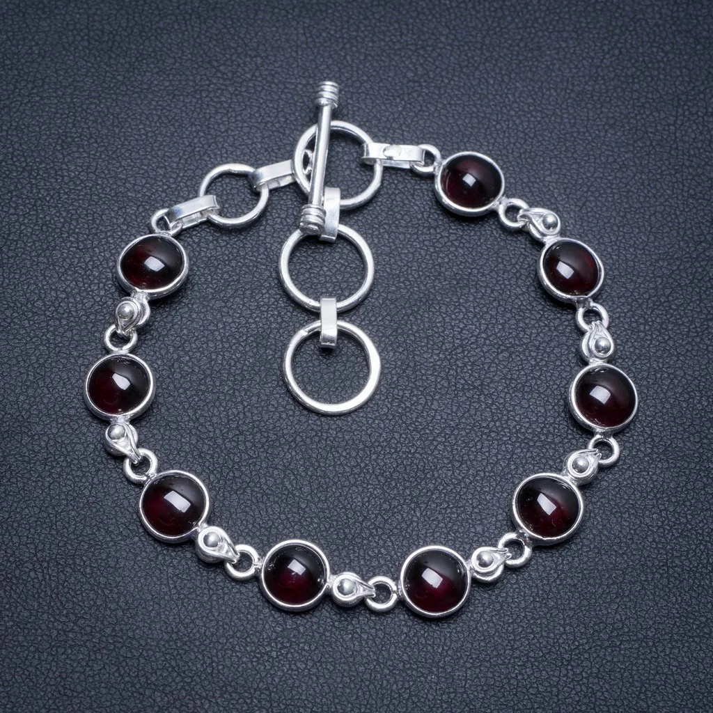 

Natural Amethyst Handmade Indian 925 Sterling Silver Bracelet 6 1/2-7 1/2" S1947