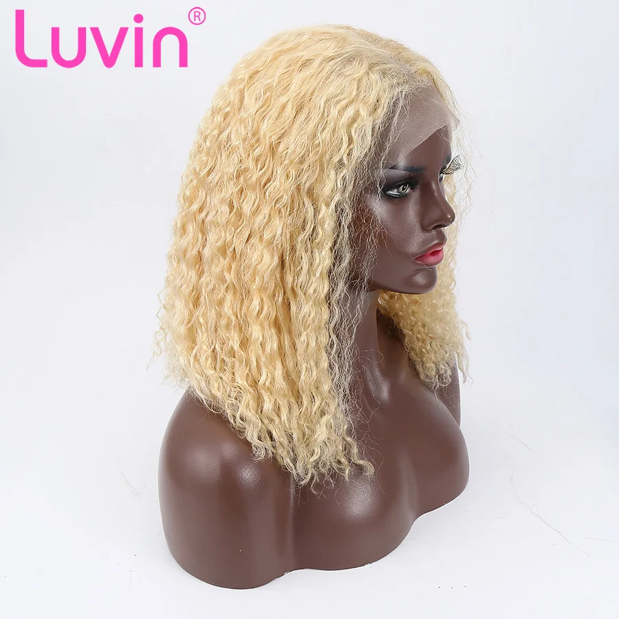

Luvin 613 Blonde Afro Kinky Curly Bob Transparent Lace front Human Hair Wigs Glueless Short Frontal Wig For Black Woman