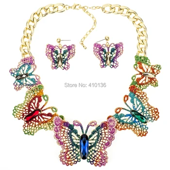 

MS18068 Fashion Brand Jewelry Sets Butterfly Necklace Earring Set Red Necklace High Quality Bridal Jewelry Party Gifts