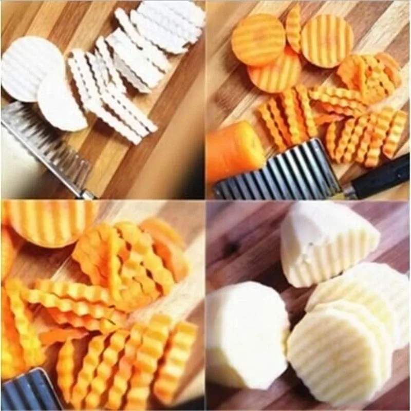 WALFOS Stainless Steel Potato Wavy Edged Knife Kitchen Gadget Vegetable Fruit Cutter Cooking Tools Kitchen Knives Accessories