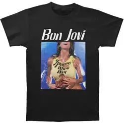 Bon Jovi Мужская скользкая Футболка X-Big черная Подростковая натуральная хлопковая футболки и топы с принтом рубашки