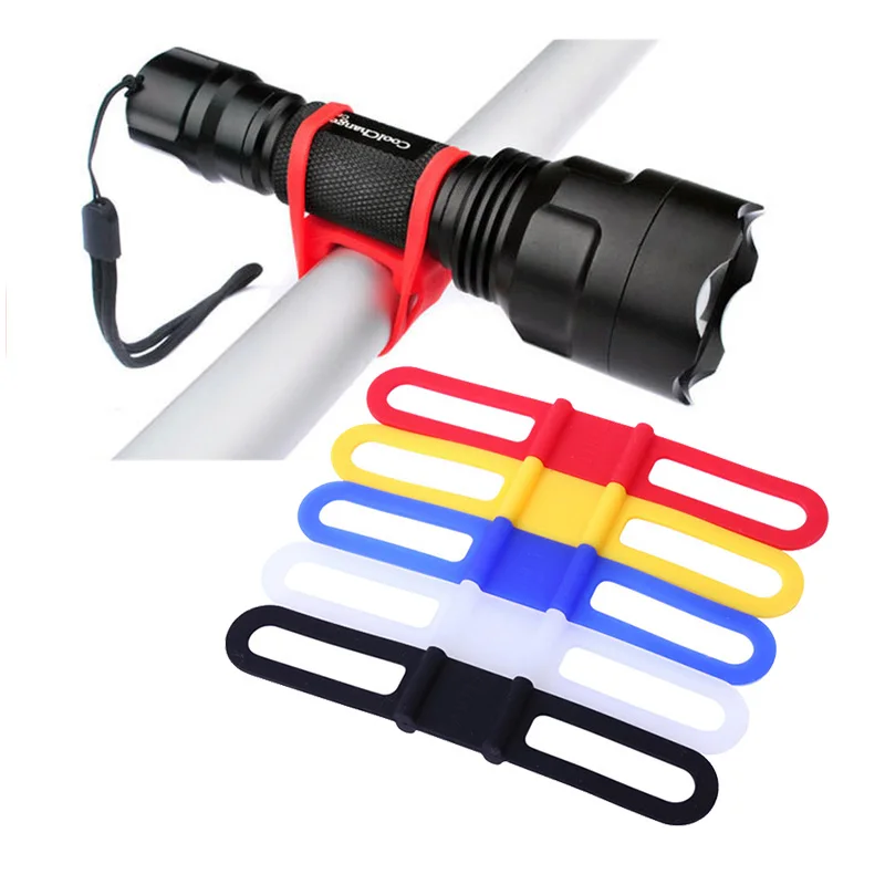 

1piece bike Elastic Silicone strap bandage fastening band Handset water bottle flash light mount holder bike light holder 5Color