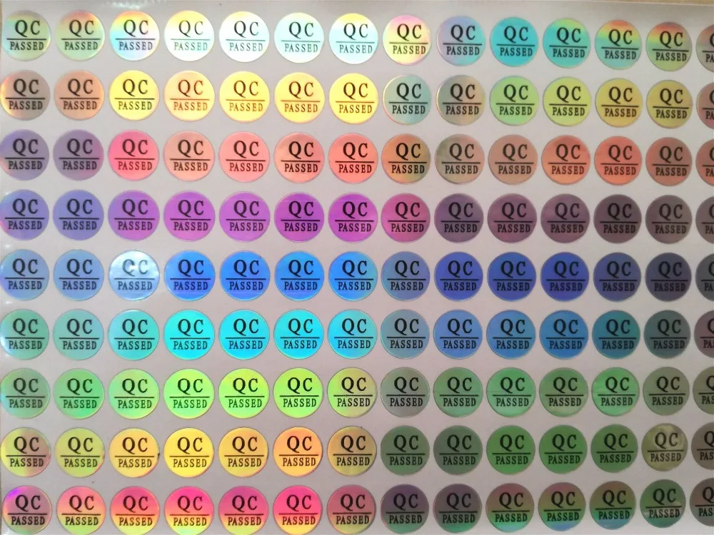 

wholesale 10000pcs/lot Round 10mm QC sticker label custom label sticker adhesive QC PASSED Laser hologram stickers