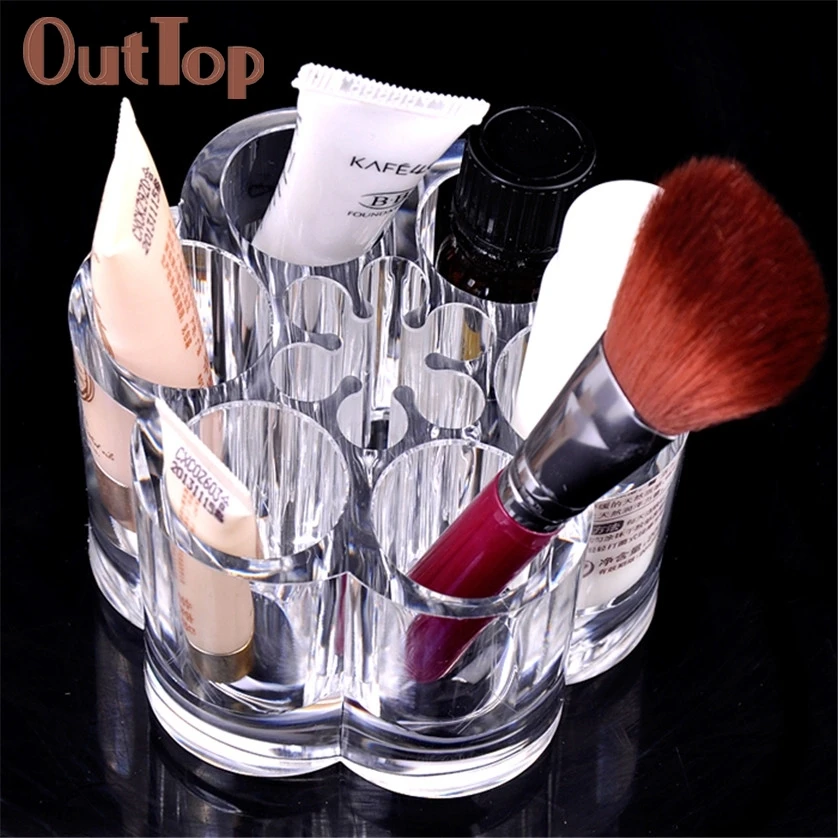 Plum Flower Clear Shaped Cosmetic Lipstick Brush Holder Makeup Case