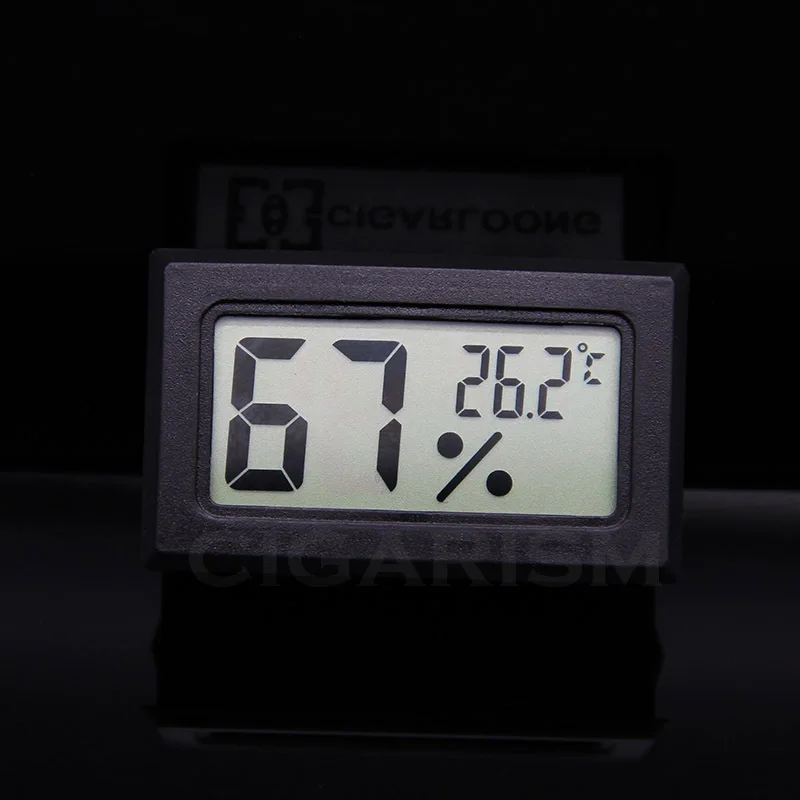 CIGARLOONG Black Electronic Digital Cigar Hygrometer Thermometer Mini