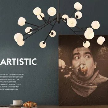 

Modern Nordic Spider Ball LED Chandeliers Lighting Tree Simple Personality Chandelier Restaurant Hanging Lamp for Living Room