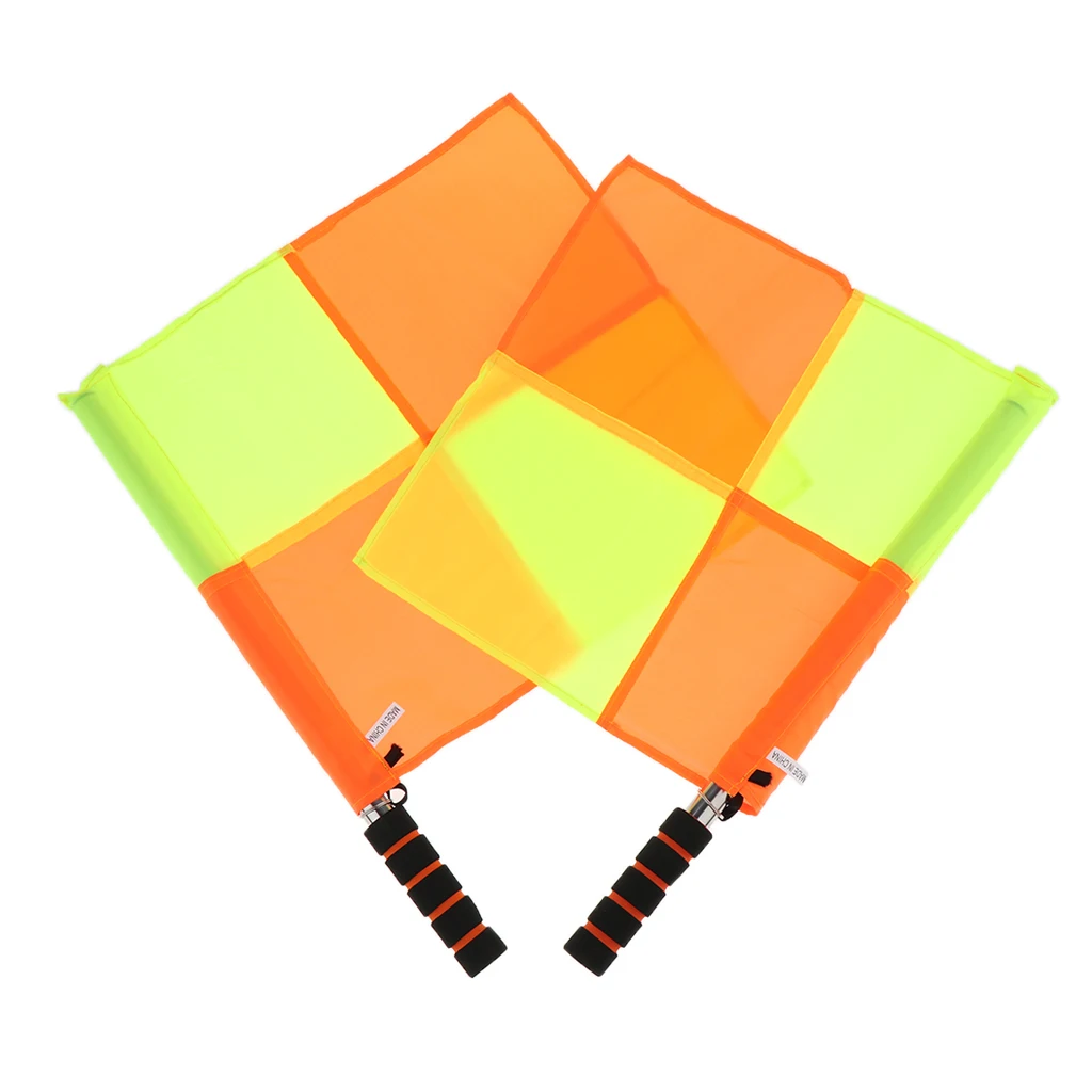 Set of 2 Sports Game Referee Flags Football Match Linesman Flags with 2 Bright Colors
