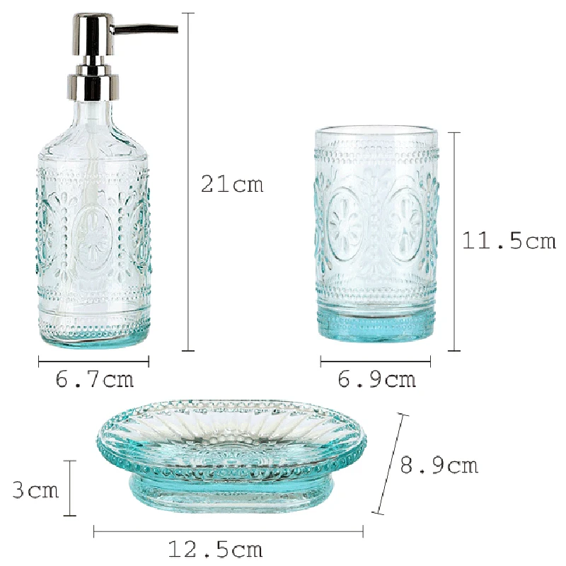 Cup Dish Dispensers Bathroom Set Glass Bath gel Bottle Four piece Set Soap Box Bathroom Tumblers 1 Cup Dish Dispensers Bathroom Set Glass Bath gel Bottle Four piece Set Soap Box Bathroom Tumblers 3
