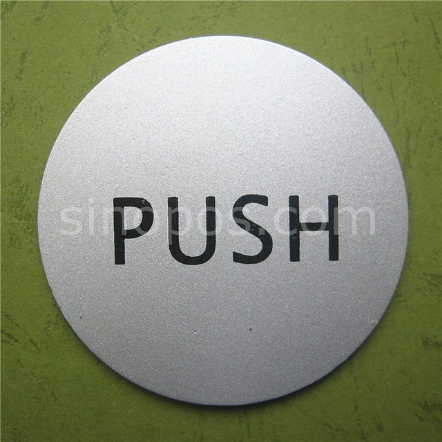 Aluminum Push Word Board 83mm, adhesive round sign wall
